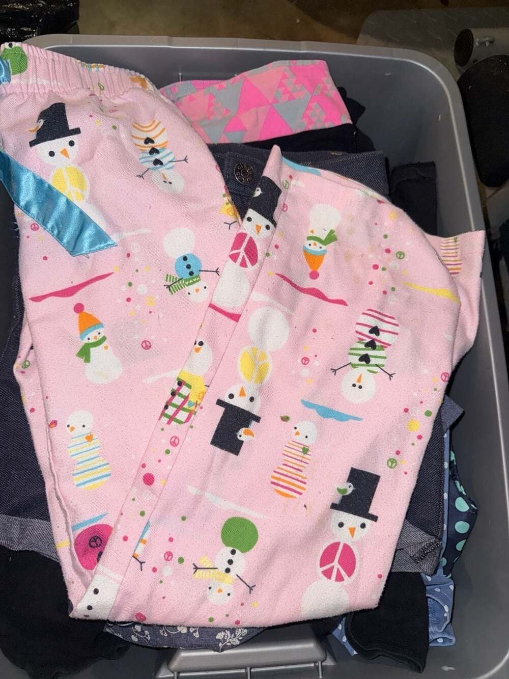 Old Navy Pajama Pants Size L (10-12) Pink Snowman Print Fleece